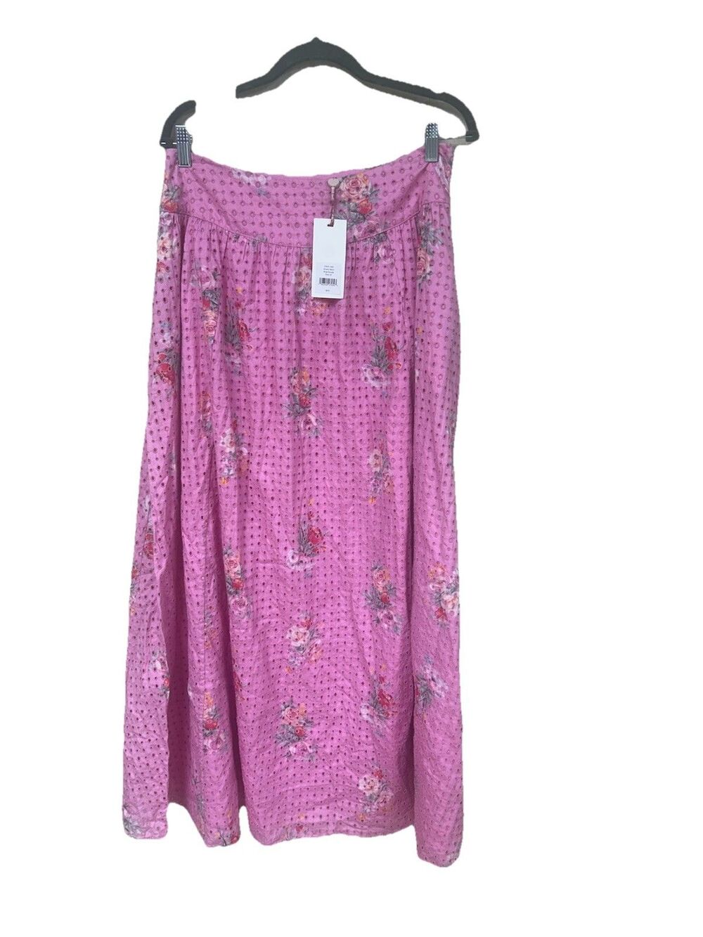 LoveShackFancy Aventi Eyelet Floral Maxi Skirt Pink Parade Romantic Size 10 New